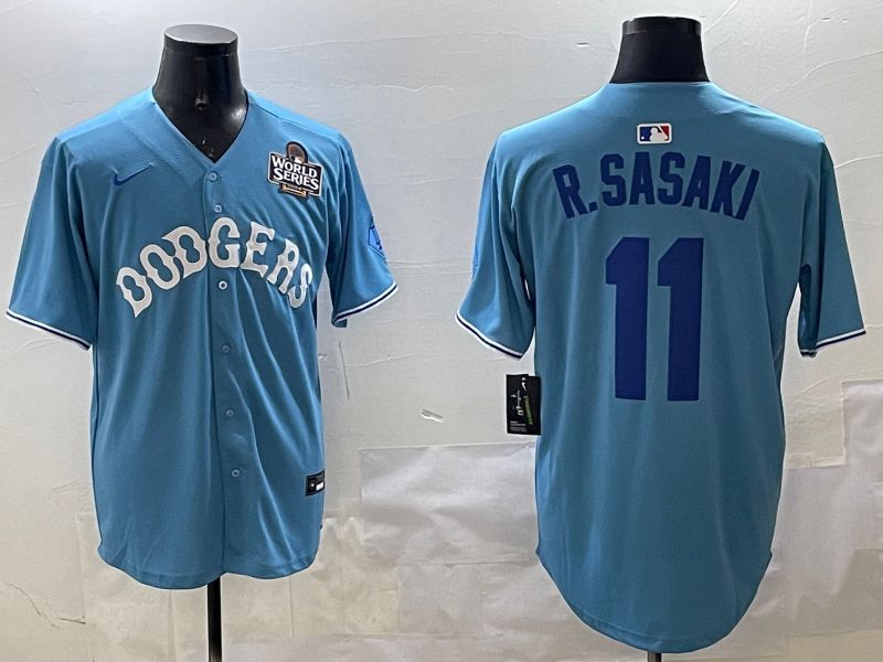 Men Los Angeles Dodgers #11 R.Sasaki Light Blue Joint Name 2025 Nike MLB Jersey style 20->kansas city royals->MLB Jersey